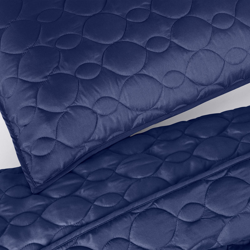 Simply Comfort Solid Quilt Set, King Quilt, Navy