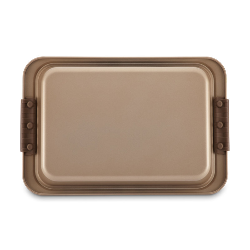Bronze Nonstick Rectangular Cake Pan with Clear Lid
