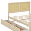 Rattan Headboard  Wooden Platform Bed With Four Storage Drawers-24144657-24144656
