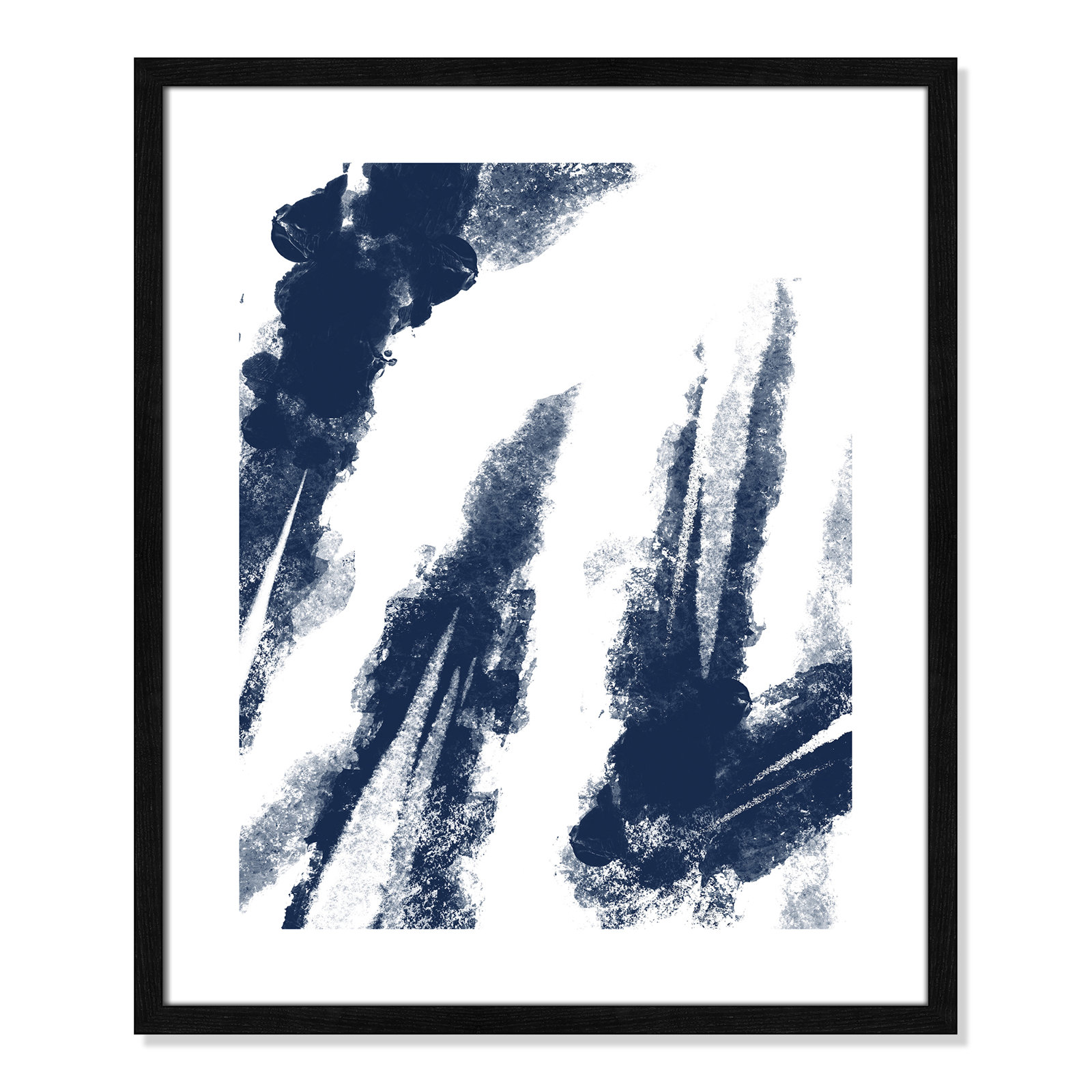 Ferne "Navy Striking Seams 2" Print, Black Wood Framed Paper, 25.5" H x 21.5" W x 0.75" D
