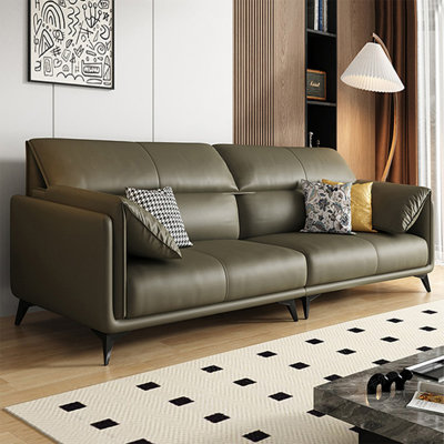 Green Genuine Leather Modular Sofa cushion couch