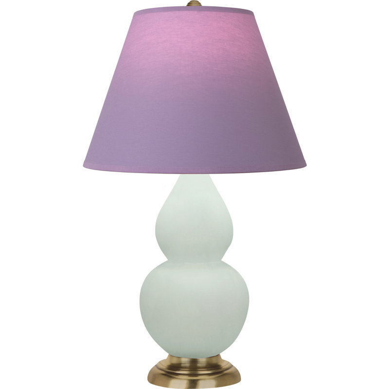 Petite lampe d'appoint à double gourde, Vert clair / laiton, H 22,75 po x l 6 po x P 15 po, Lavande / prune