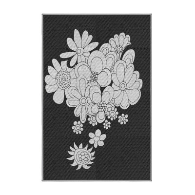 Tissé à la machine à la machine à partir de laine et de polyester noir/gris Tapis décoratif