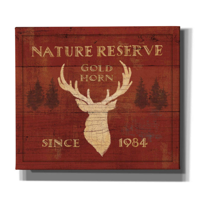 «Lodge Signs IX» par James Wiens, art mural sur toile, H 26 po x l 30 po x P 1,5 po