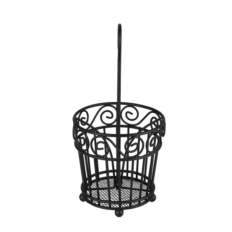 Scroll Metal Round Utensil Crock