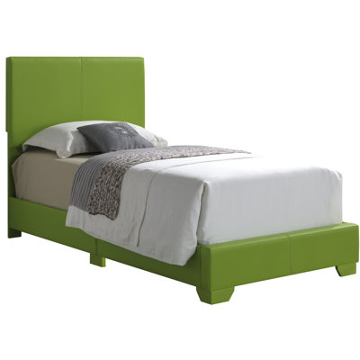 Twin Bed In Apple Color, 47"h X 41"w 81"d, Faux Leather Upholstery, Fits Smaller Areas, Requires Foundation Or Slat Kit For Peaceful And Sound Rest Lively , Pu, Spaces, Restful Sleep
