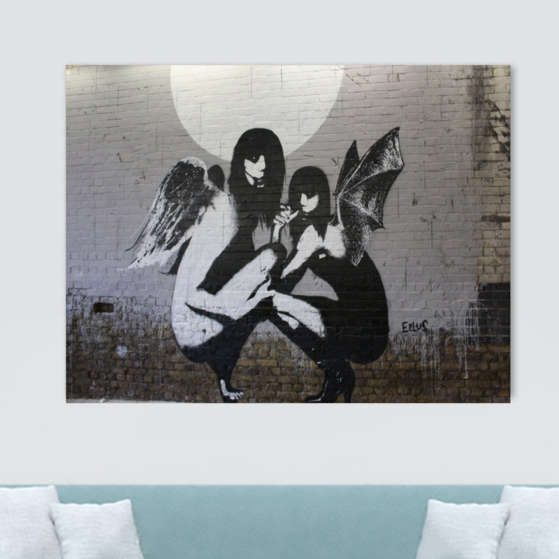 Banksy Angel And Demon Girls by Banksy - Wrapped Canvas Print, 84cm H x 120cm W x 3.8cm D