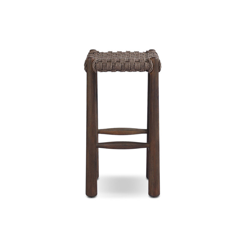 Savio Outdoor Stool-Dark Textured Woven-Counter, 25.98", Brown