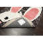 Tapis noir / blanc / rose en coton / polyester fabriqué à la main 3 pi x 5 pi Naal