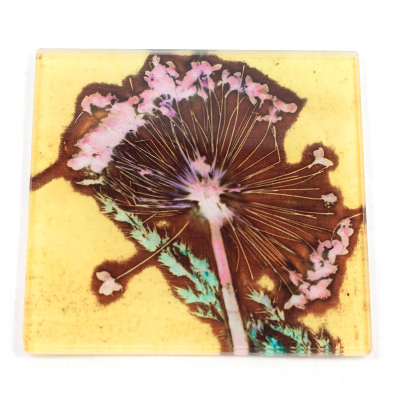 Guynn Glass Square 1 Piece Coaster, Yellow