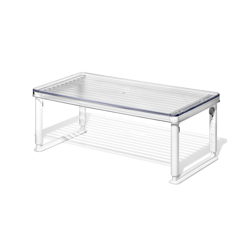 Clear Adjustable Refrigerator Shelf Riser with Non-Slip Feet