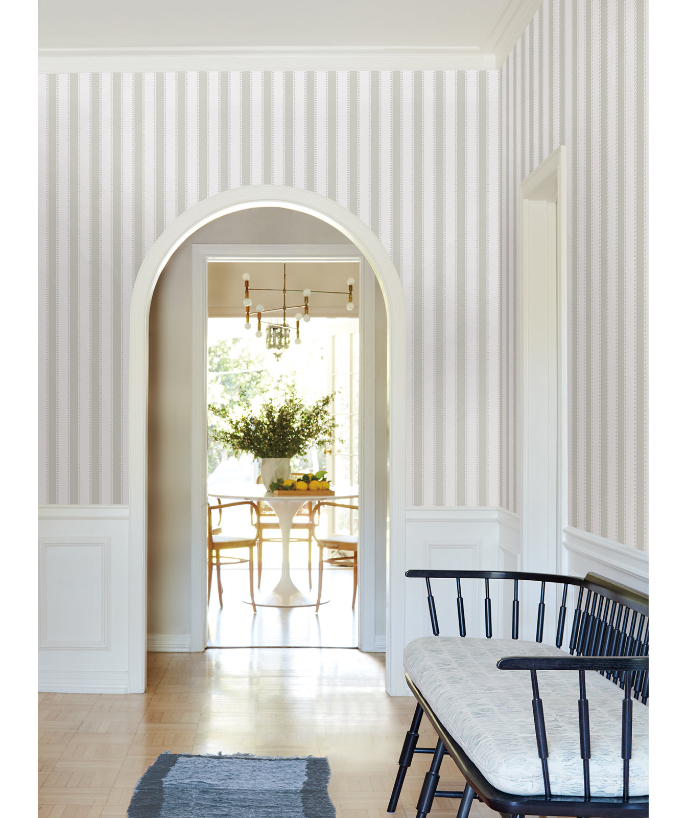 Awning Stripe Wallpaper Double Roll, Light Gray