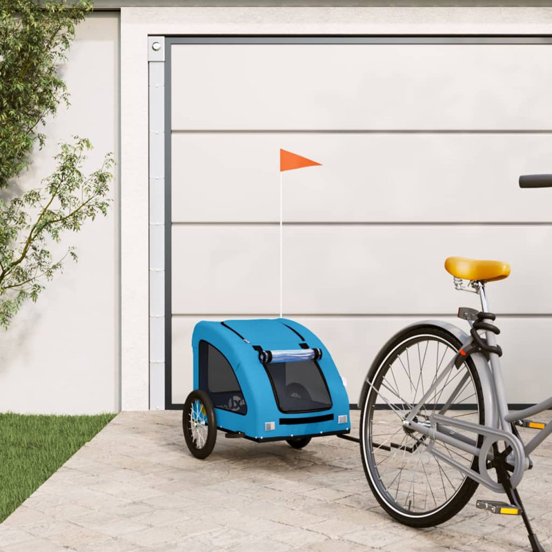 vidaXL Pet Bike Trailer Oxford Fabric and Iron, Blue, 66cm H x 125cm W x 53cm D