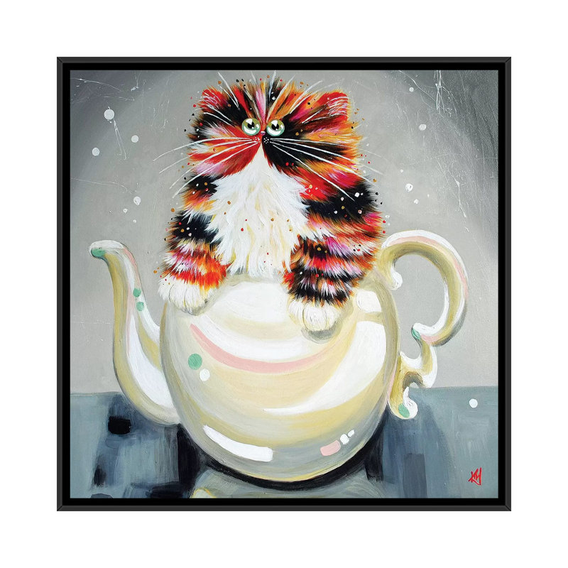 Oolong par Kim Haskins - reproduction d'art, H 18 po x l 18 po x 1,5 po, Toile avec cadre noir, Pas de tapis