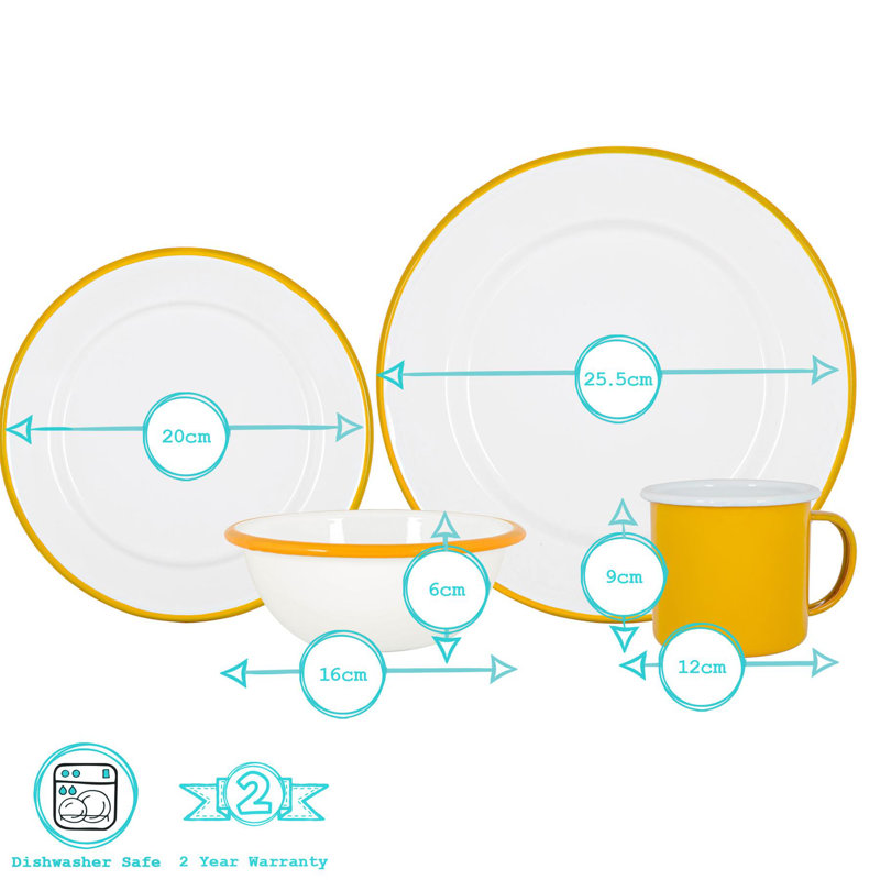 Piece Dinnerware Set - Service for 4, Yellow