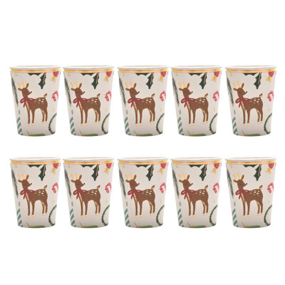 Christmas Themed Party Disposable Paper Plates And Cups Set Festive Tableware stamping Decoration Party Supplies Party Banquet Necessary