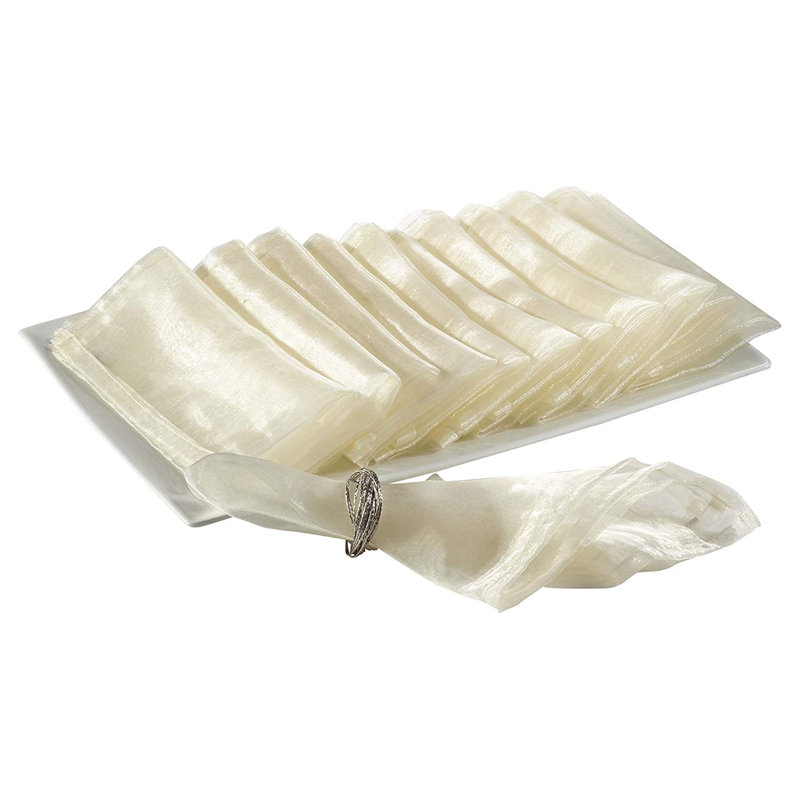 Elegant Sheer Organza Cloth Napkins 20" W X 20"l, Set Of 12, Champagne