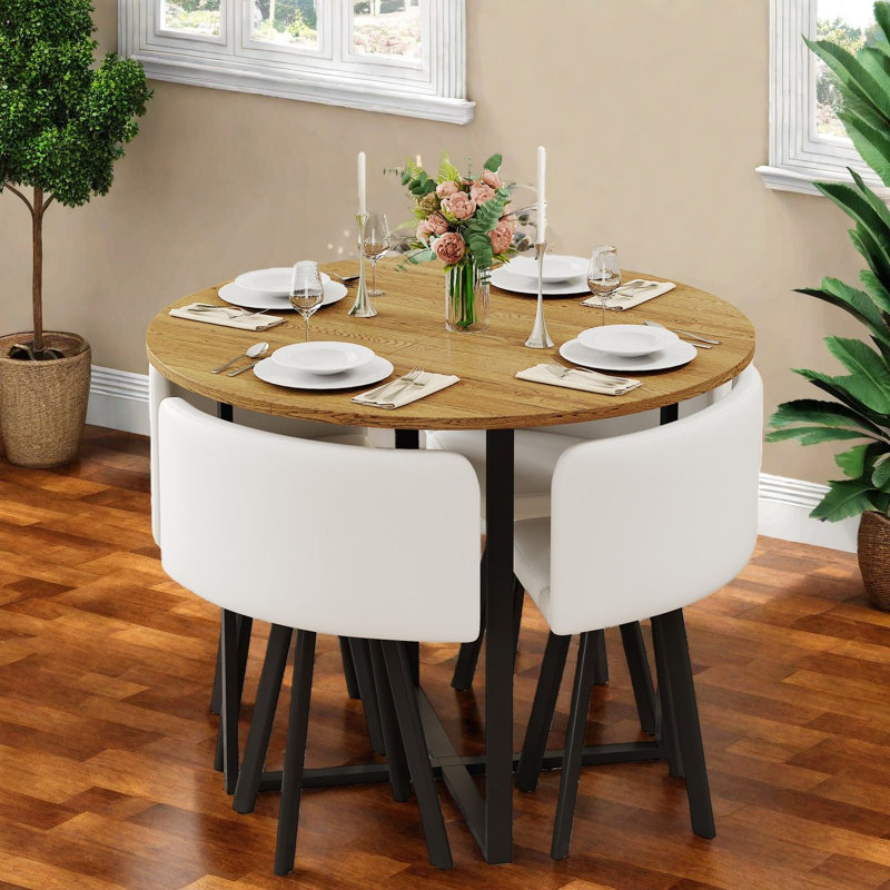 Ensembles de table de salle à manger modernes et compacts avec chaises blanches pour petits espaces