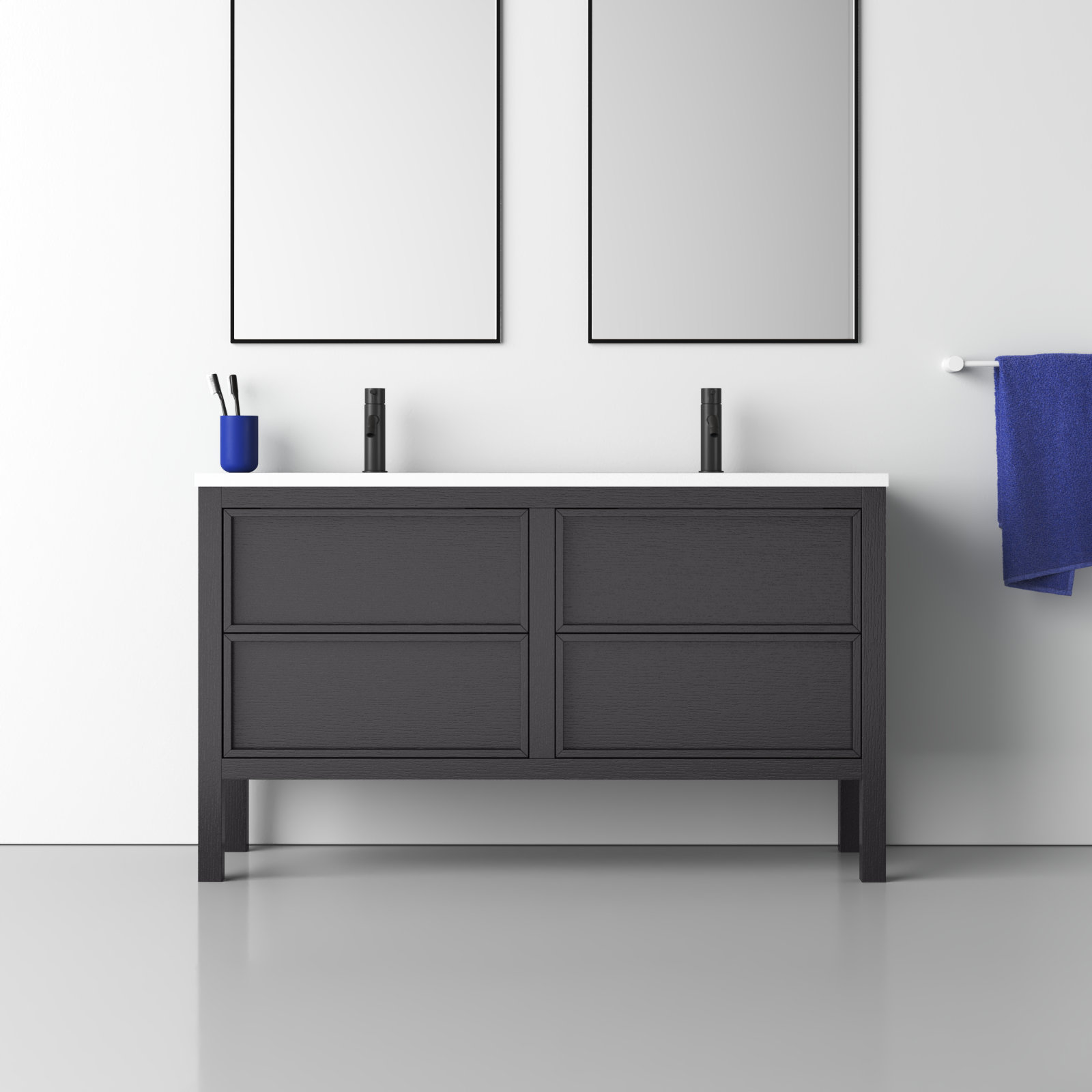Gonzalo 55'' Double Bathroom Vanity, Charcoal