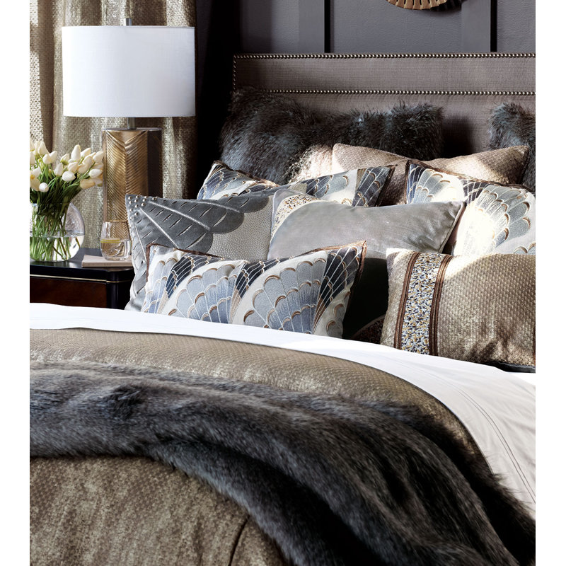 Indochine Embroidered Rayon/Viscose Throw Pillow