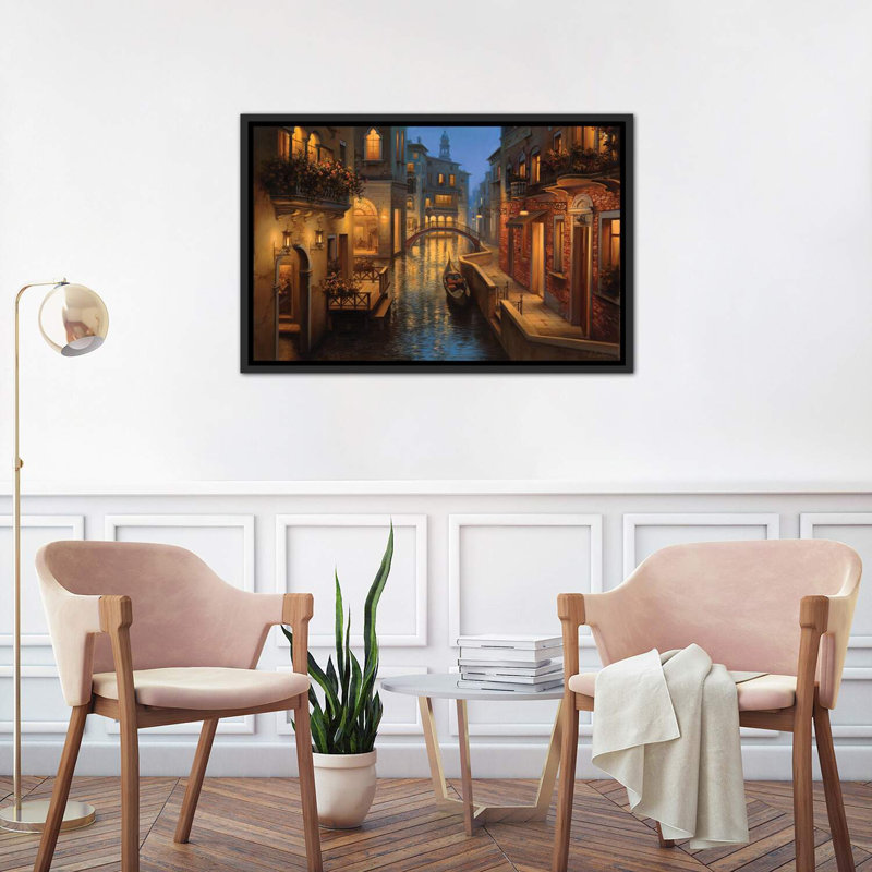 «Golden Moment» par Evgeny Lushpin - reproduction, H 18 po x l 26 po x P 1,5 po, Cadre noir vieilli