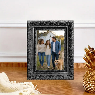 Black 3 PCS 5" x 7" Ornate Picture Frame with Shelf Ready Design