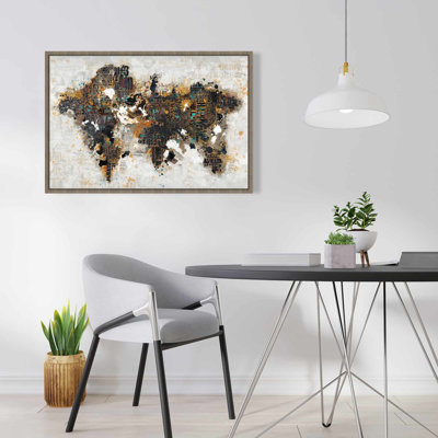 Toile abstraite mappemonde | Brown Brown Modern Home Decor