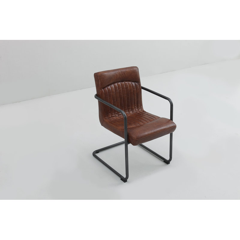 Fauteuil en cuir et métal, Brun