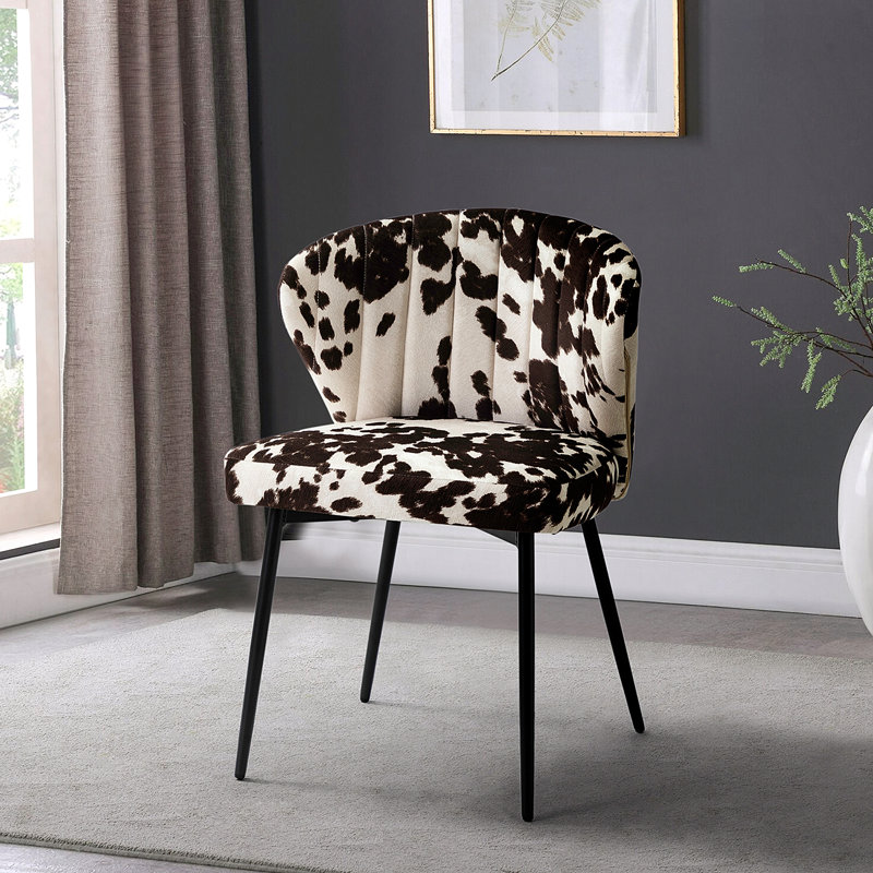 Leona 29"H Modern Velvet Accent Chair with Tufted Back, Cowhide Polyester