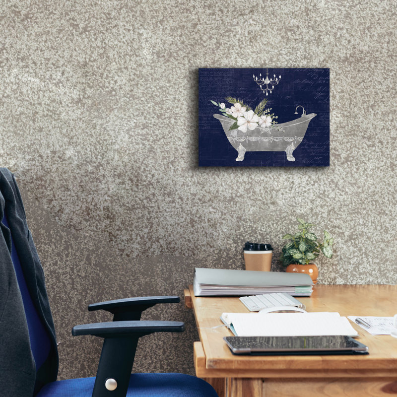  «Floral Bath 1 Indigo» par Courtney Prahl, art mural sur toile, 16 po x 12 po, H 12 po x l 16 po