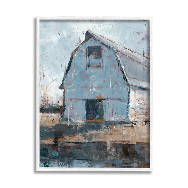 Abstrait blanc vieilli, architecture de ferme de grange par Ethan Harper - impression d'art graphique