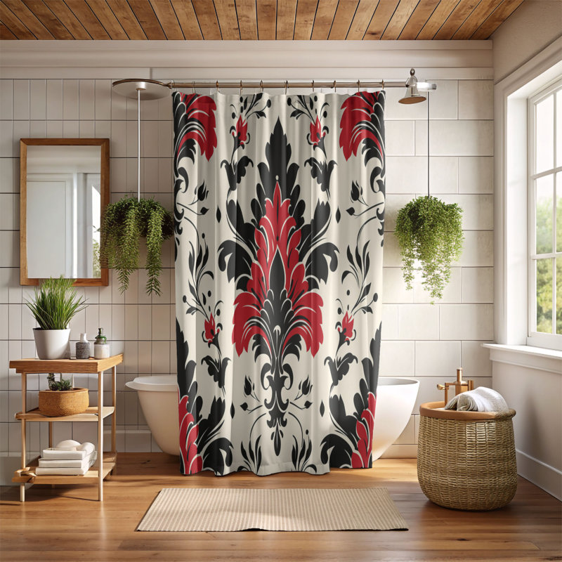 Rideau de douche Exquis Damask - Premium, H 74 po x l 71 po