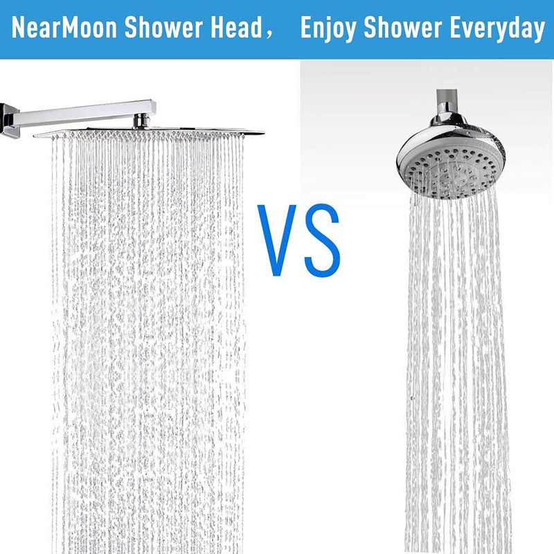 High Flow Stainless Steel Square Rainfall Shower, Chrome