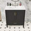 Meuble-lavabo autoportant élégant avec lavabo en céramique, rangement à fermeture en douceur et porte à double couche-130842569