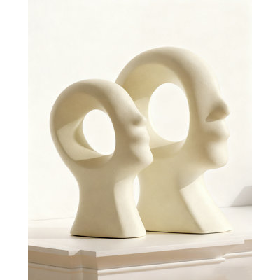 Boho Couple Statues, Set Of 2 Abstract Ceramic Sculptures - Handmade Water Hyacinth & Rattan Figurines For Living Room, Wedding Gift, Tabletop, Mantel Decor 2025