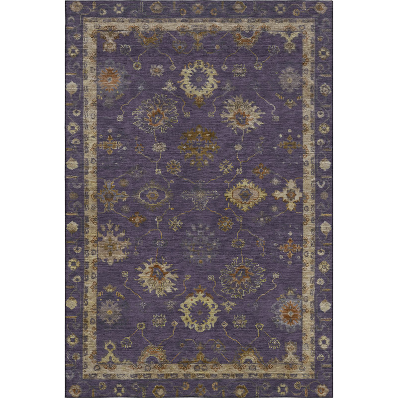 Premium Machine Washable Mayfield AMF2045 Global Rug, 8' x 10', Eggplant