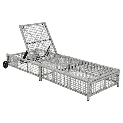 Set Of 2 Patio Chaise Lounge With 5-Position Backrest, Cushion & Wheels