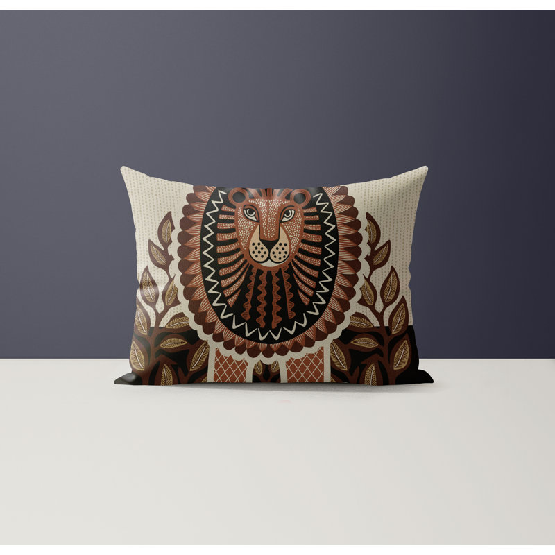 Aro Microsuede Rectangular Pillow, Beige/Brown/Black