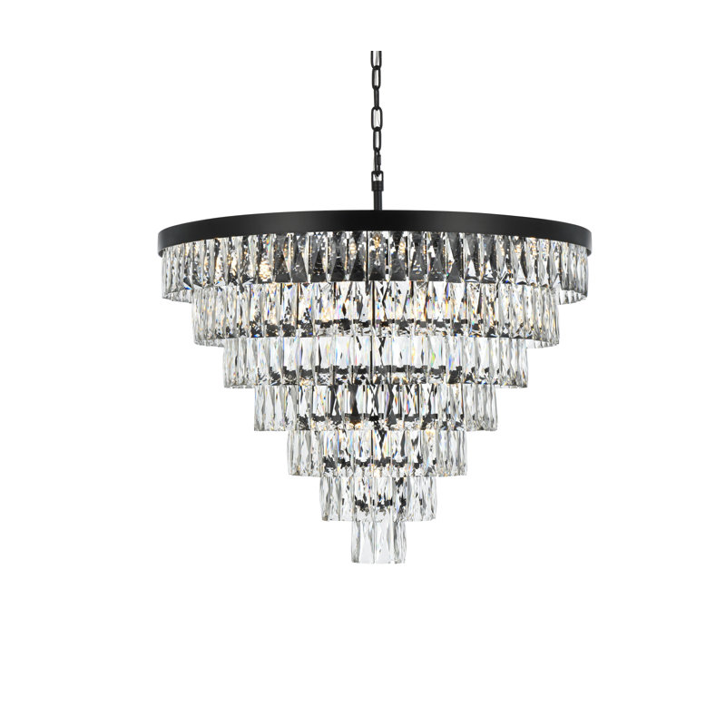 Iva 32 inch Round Chandelier , Black