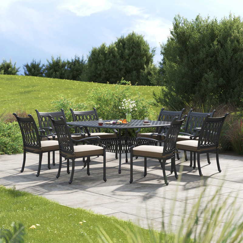 Brockport 8 - Person Patio Dining Set with Square Table , Cushions Included