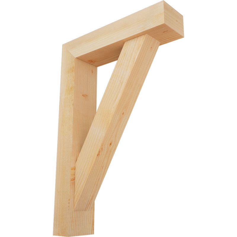 Traditional Block Bracket w/ Offset Brace, 36 x 24, 6"W Douglas Fir (Rough Sawn)