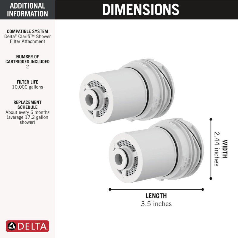 Clarifi Replacement Shower Filter Cartridge 2-Pack