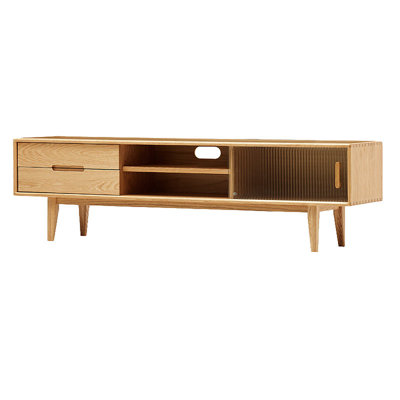 Solid Wood TV Stand, North American Oak Furniture, Stylish and Durable Entertainment Center, Modern Design for Living Room, Tasteful Storage Solution for Electronics and Accessories