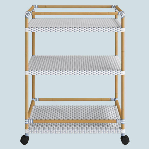 Three-tier bar cart with wheels