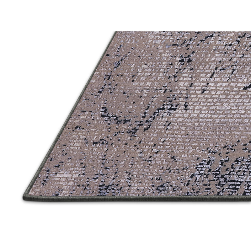 Tapis brun / bleu à motif abstrait Brinnon, Rectangle 8 pi x 12 pi