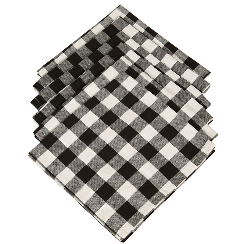 Arlington Cotton Gingham Square Napkin, Black/White