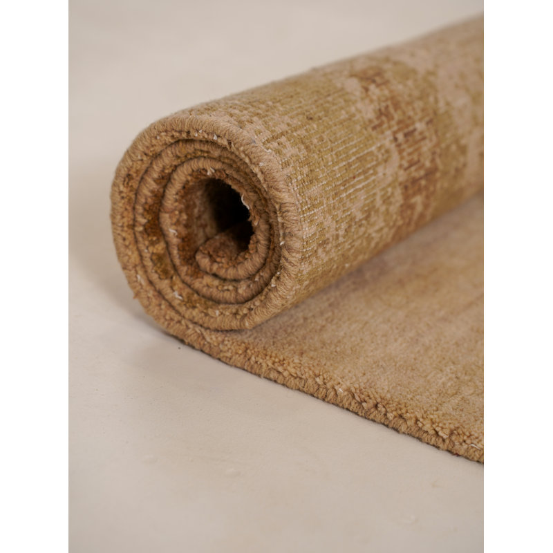 Hand Loom Knotted Wool Contemporary Beige | Brown Rectangle Indoor Area Rug, Rectangle 8' x 10'