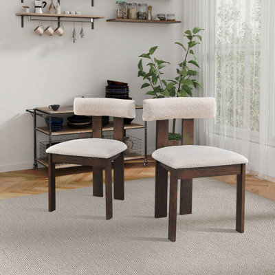 Ensemble de 2 chaises de salle à manger en bois, chaises de cuisine modernes rembourrées Boucle