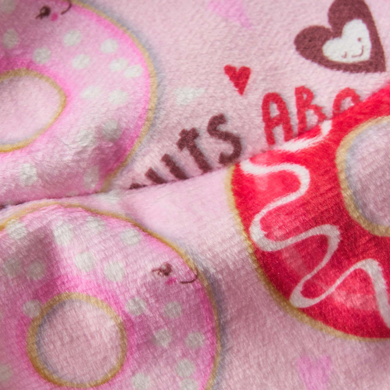 Fauteuil à billes arrondi 3 pieds Puff-Puff, imprimé beignet rose