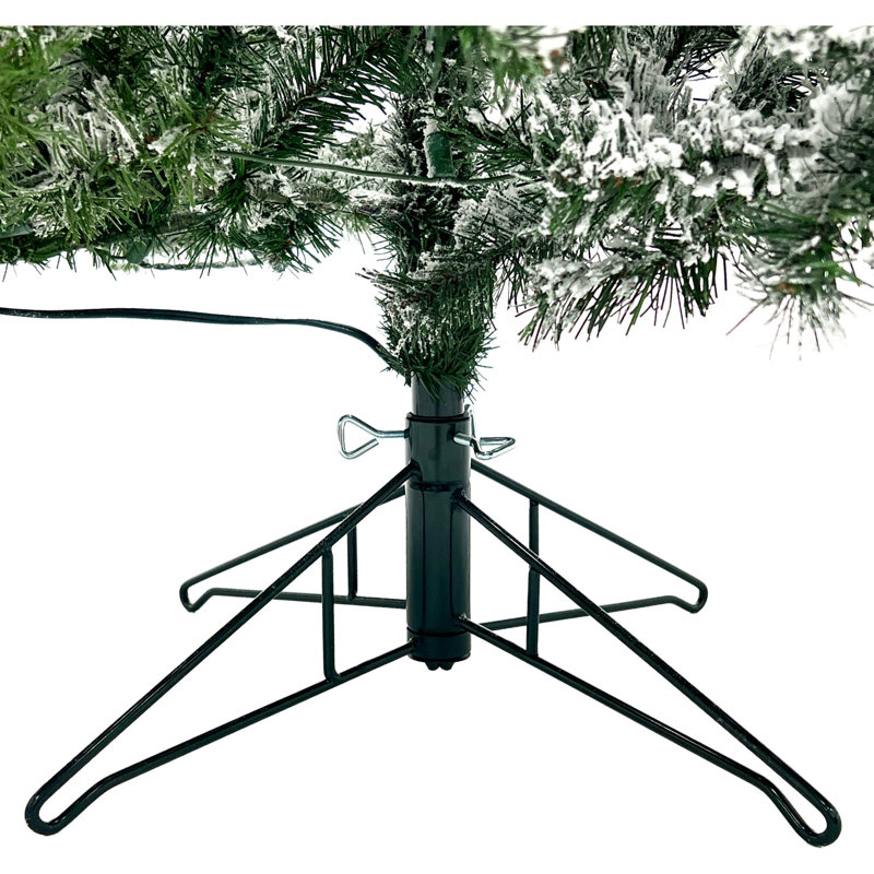 Fraser Hill Farm 10-Ft. Flocked Mountain Pine Christmas Tree With Smart String Lighting, FFMP010-3SN, 7.5' H